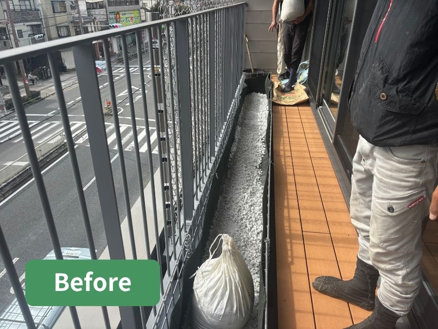 大阪市都島区の新築オフィスのテラス植栽前の写真